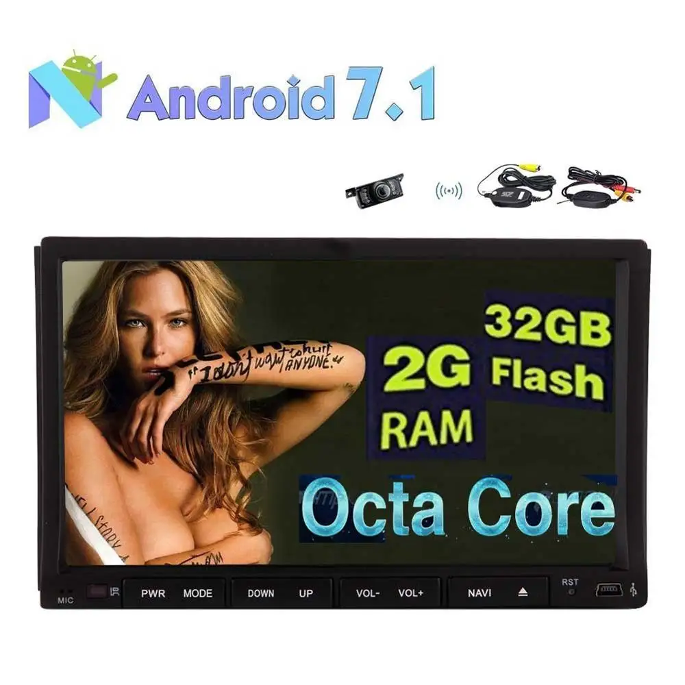 Двойной 2 DIN Android 7.1 в тире стерео Радио Восьмиядерный GPS навигации WI-FI Bluetooth MirrorLink 7 дюймов+ беспроводной сзади Камера