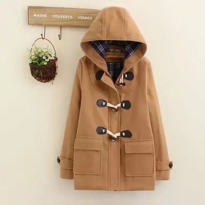 Новое корейское Короткое шерстяное пальто с роговыми пряжками Женская Корейская версия осенне-зимней одежды шерстяное женское короткое пальто 520 - Цвет: Khaki cotton