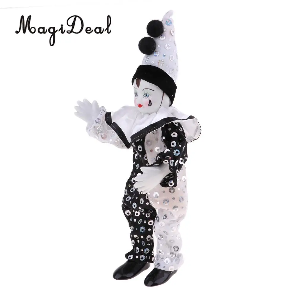 23cm Funny Clown Man Wearing High-grade Brocade Clothes Figure Doll Toy Xmas Party Decoration  Polka Dots