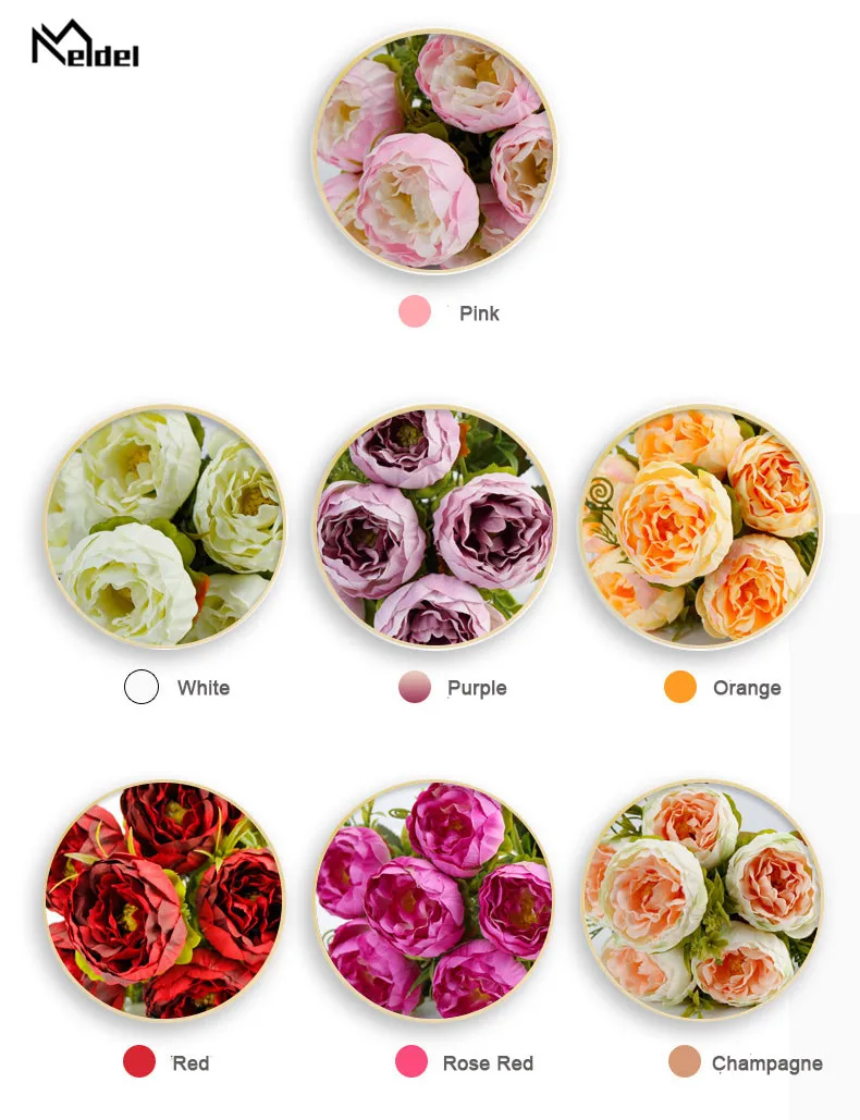 roses artificial flowers silk peonies bouquet wedding home decoration   (30)