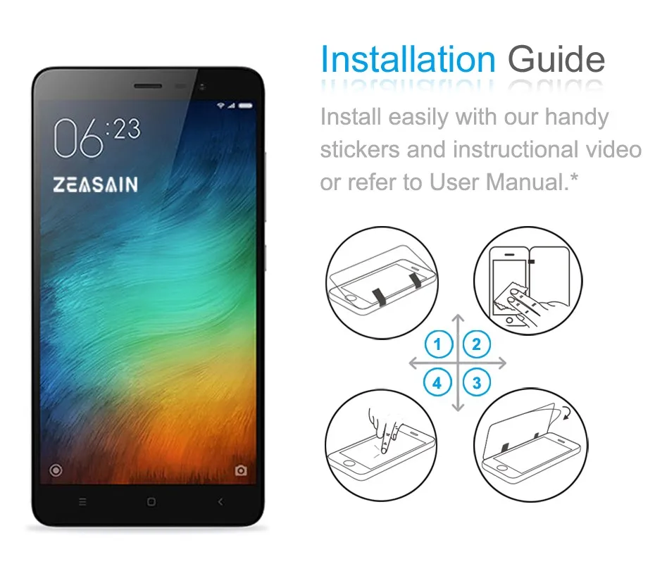 Original ZEASAIN Screen Protector For Xiaomi Redmi Note 3 Xioami Note3 Premium Tempered Glass  2.5D 0.3mm  Protective Film Glass (6)