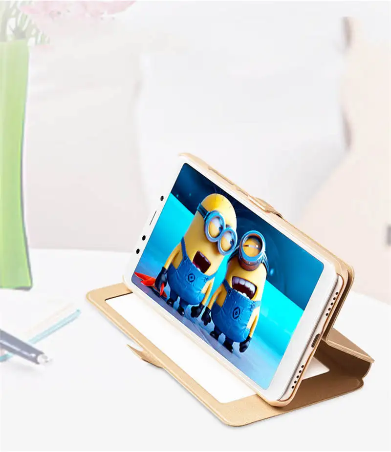 for Xiaomi Redmi Note 7 Case Note 6 Pro Full View Window PU Leather Flip Cover Funda Case for Xiaomi Note 5 Pro protective case 10