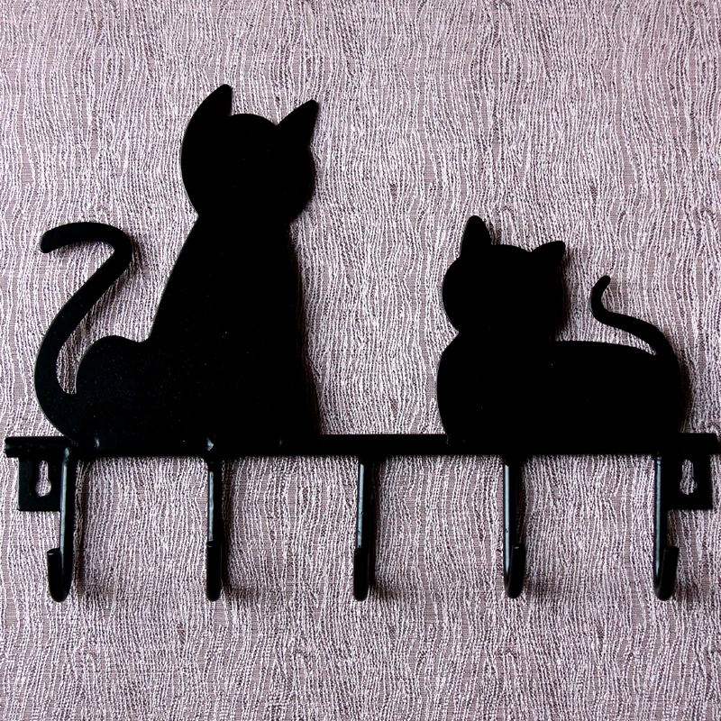 Black Cat wall hangers for clothes Coat Key robe hook,home decoration