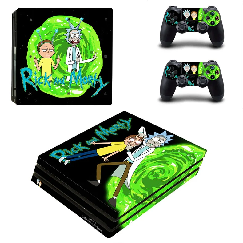 Наклейка для PS4 Pro Skin Rick and Morty Skins Play station 4 Pro, PS 4 Pro, наклейка s для игровой консоли и двух контроллеров