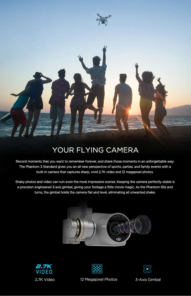 DJI Phantom 3 Standard High Quality FPV Camera Drone With Camera 2.7K HD And 3 Axis Gimbal GPS Dron