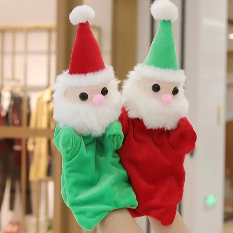 Christmas Santa Claus Finger Puppets Plush Toys Baby Stories Helper