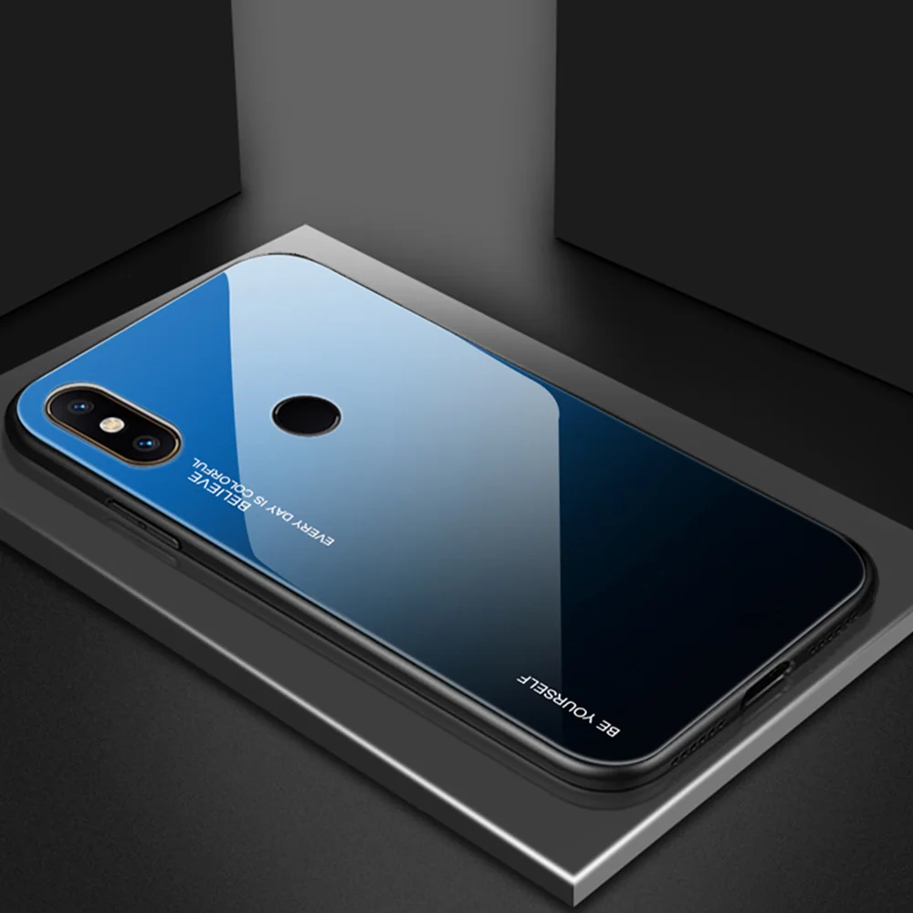 Colorful-Gradient-Tempered-Glass-Case-for-Xiaomi-Mi9SE-A1-A2-Max3-Mix3-Redmi-7-Note-7