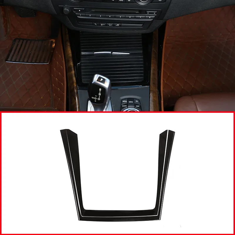 

Glossy Black Style ABS Interior Mouldings Car Center Console Frame Decoration Cup Holder Strip Trim For BMW X5 E70 2008-2013
