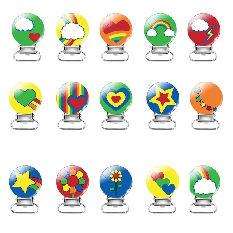 

5pcs/lot Baby Pacifier Holder Clip Time Gem Rainbow Cloud Pattern Infant Cute Nipple Clasps For Baby Random Shipping Drop Ship
