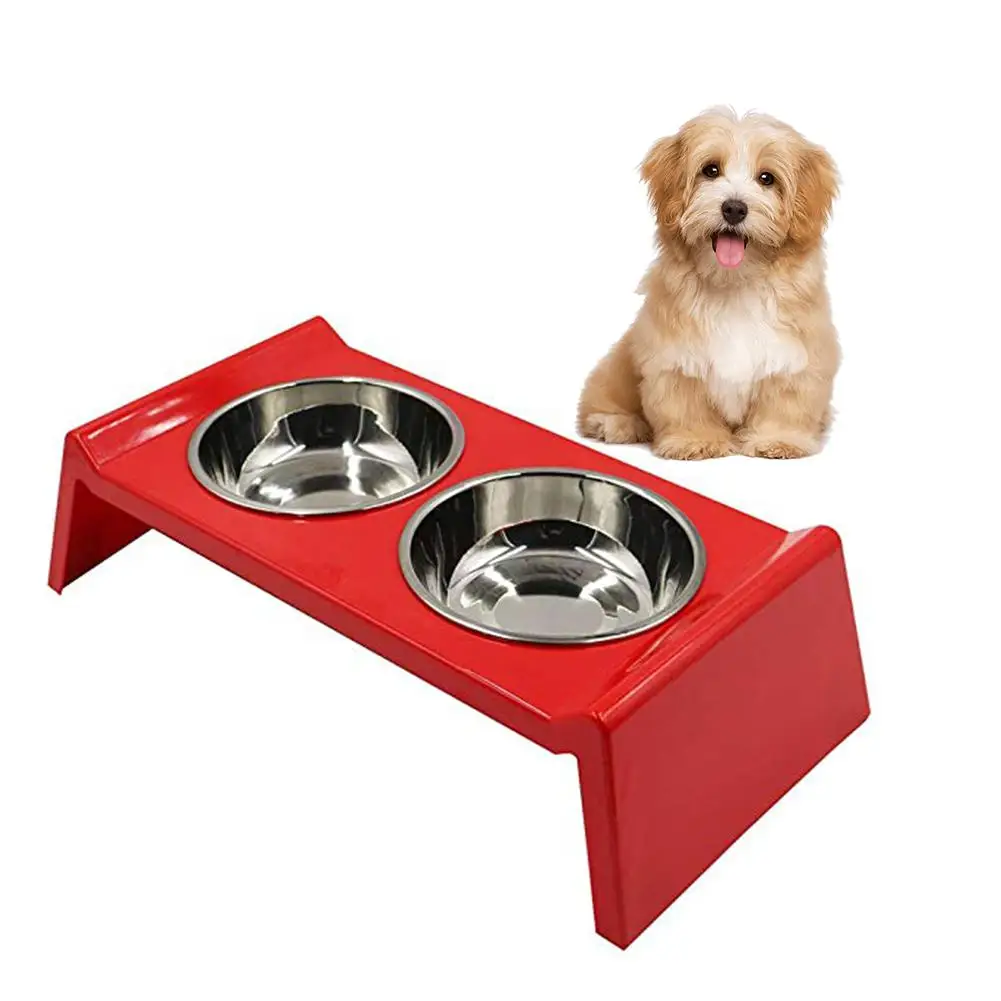 

TPFOCUS Stainless Steel Elevated Non-Slip Double Bowl for Dog Cat Eating Drinking Feeding Feeder Tool Gift Health Pet 2019