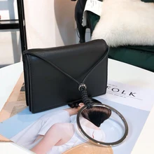 Высококачественная модная сумка из искусственной кожи с металлическим кольцом, Женская стильная сумка на плечо, мини-сумка через плечо, женская сумка с клапаном, дизайнерская сумка