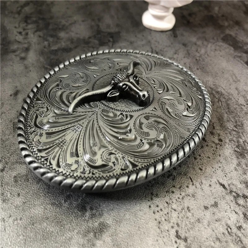 

Retail High quality alloy 3D Bull head Cowboy Metal Belt Buckle Fashion Animal Buckles For 4cm Wide Belt Men Jeans accessories