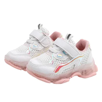 

Children's net breathable running shoes for boys and girls baby soft bottom led light shoes sports shoes Luminous kids sneakers