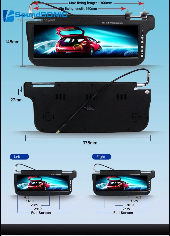 Sunvisor TFT LCD Monitor HD 