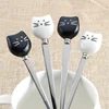 1PC Cat Ceramic Spoons Stainless Steel Cartoon Ice Cream Sugar Tea Dessert Spoon ► Photo 3/6