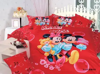 

mickey minnie mouse bedding set for kids bedroom decor 100% cotton bedclothes twin duvet cover boy home textile bedspread girls