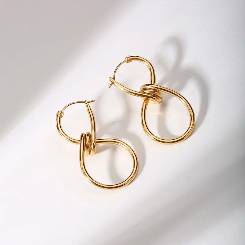 

Women's Twist Infinity Stud Earrings in Stainless Steel Link Twist Earing in Gold Tone Stylish Trendy Woman's Jewelry