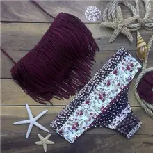 Комплекты бикини, Женский бандо, мягкий, пуш-ап, с кисточками, бандаж, купальник, пляжная одежда, два предмета, купальник, набор размера плюс S-2XL