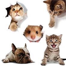 Мультяшные животные 3d наклейки для туалета s на сиденье для унитаза милые кошки ПВХ наклейки на стену ванная комната холодильник дверь Декор наклейки s наклейки