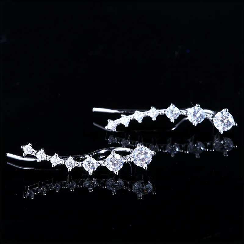 

FNJ 925 Silver Statement Earring Women Jewelry S925 Sterling Silver boucle d'oreille Rose Gold Color Cubic Zircon Stud Earrings