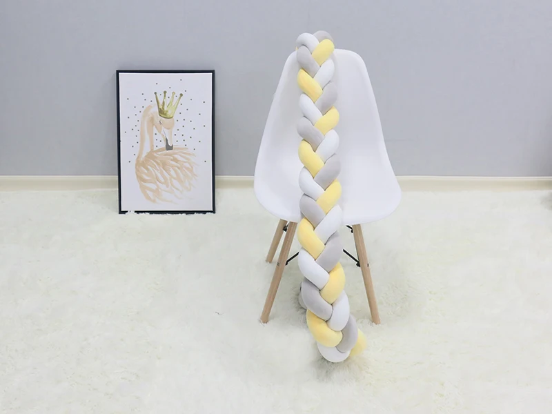 Long knotted braid pillow new nordic style woven long knot ball baby bed bumper newborns crib room decorative pillows kids stuff