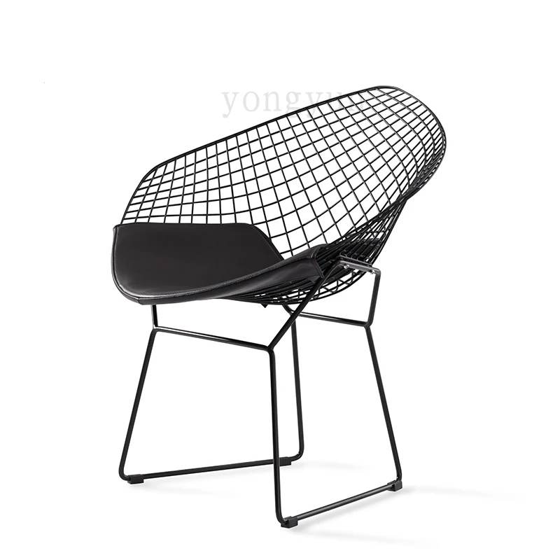 Стул для отдыха со стразами, стул из стальной проволоки, минималистичный современный стул из проволоки, алмазная Подушка для стула, черное пальто
