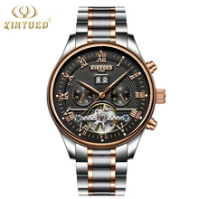 KINYUED Skeleton Automatic Watch Men Waterproof Flying Tourbillon Mechanical Watches Mens Self Winding Horloges Mannen Dropship