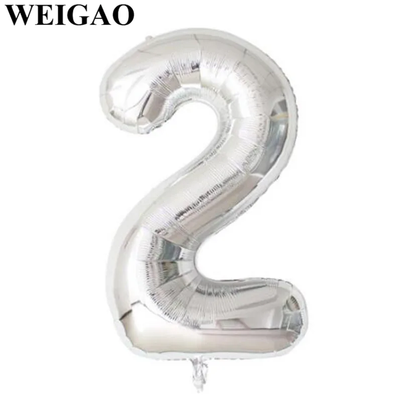 1Pc 40inch Giant 0-9 Birthday Number Balloons Digit Foil Balloon Wedding Anniversary Decorations Helium Balon Birthday Supplies - Цвет: Silver 2