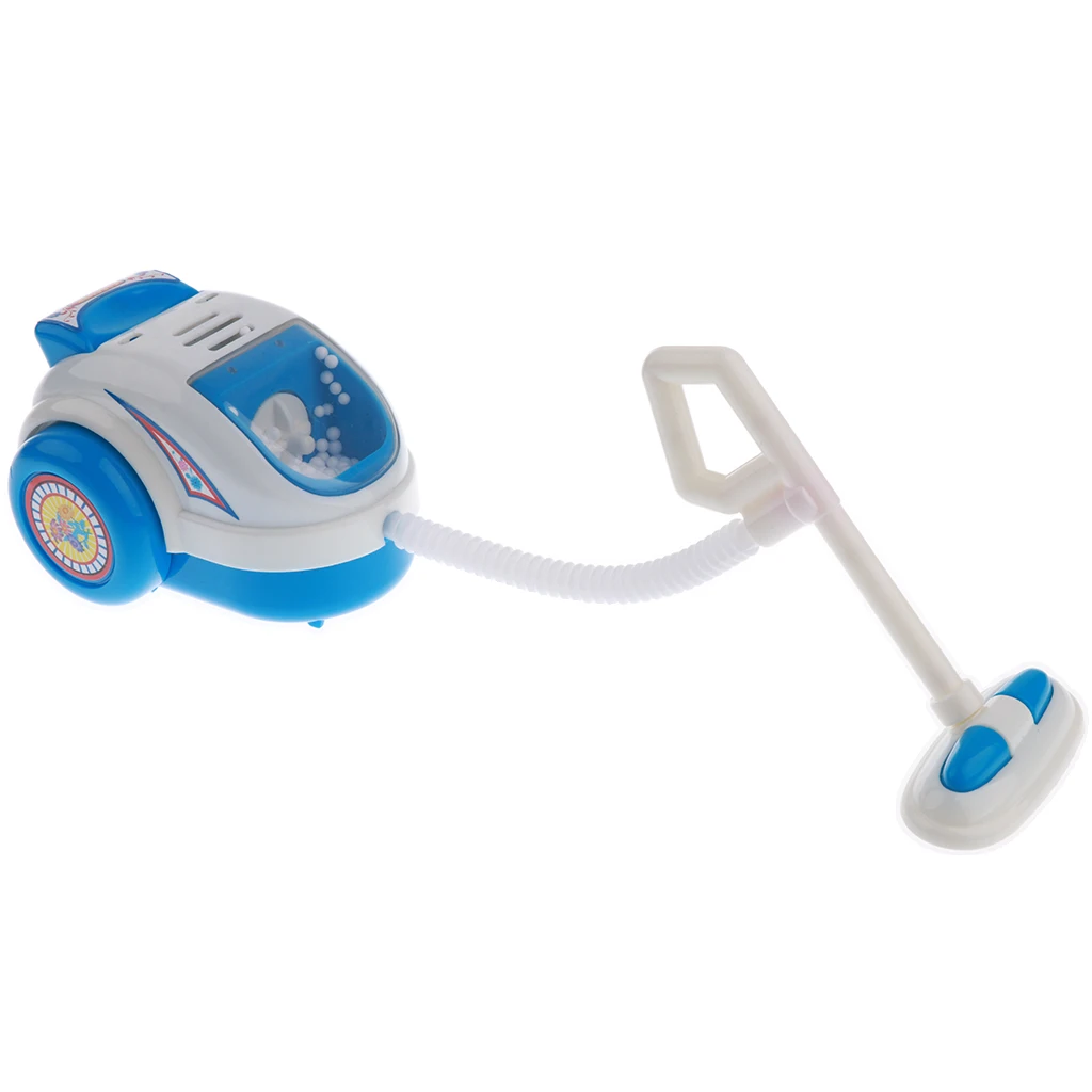 Dollhouse Mini Home Appliance Simulation Toys Plastic Blue Vacuum Cleaner(AA Battery Powered) For Kids Pretend Play Toys 