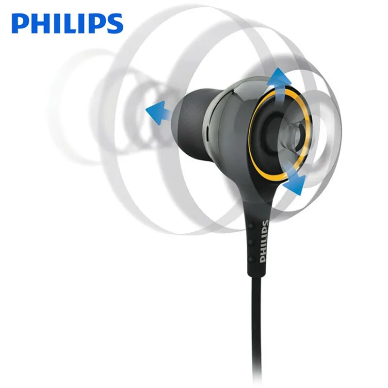 Проводные Наушники Philips SHE6000, Спортивная гарнитура, наушники-вкладыши для бега xiaomiSamsung, официальная сертификация