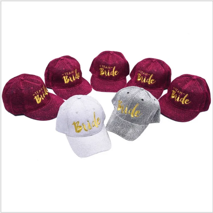 

free shipping 5 pcs wedding favor and gifts bridesmaid gift red hat team bride letter baseball cap adult hen party Bachelor