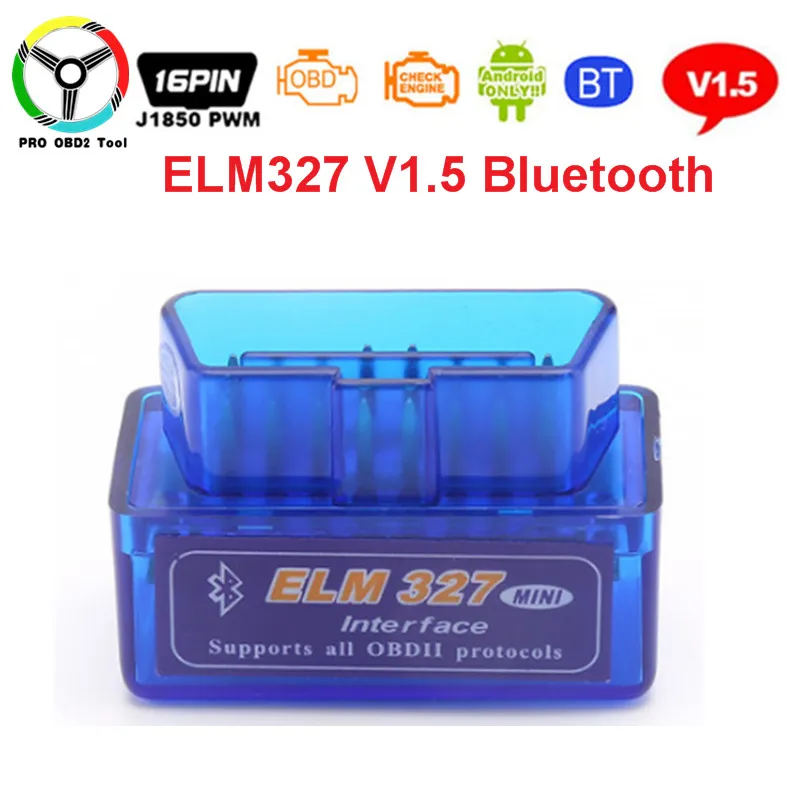 Супер Мини ELM327 V1.5 Bluetooth PIC18F25K80 ELM 327 1,5 OBD2 автомобильный диагностический инструмент поддержка J1850 протоколов - Цвет: Синий