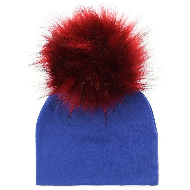 GZHilovingL Brand Newborn Kids Baby Boys Girls Warm Winter Spotted Cotton Beanie Fur Pom Pom Bobble Hat Cap Winter Warm Hat