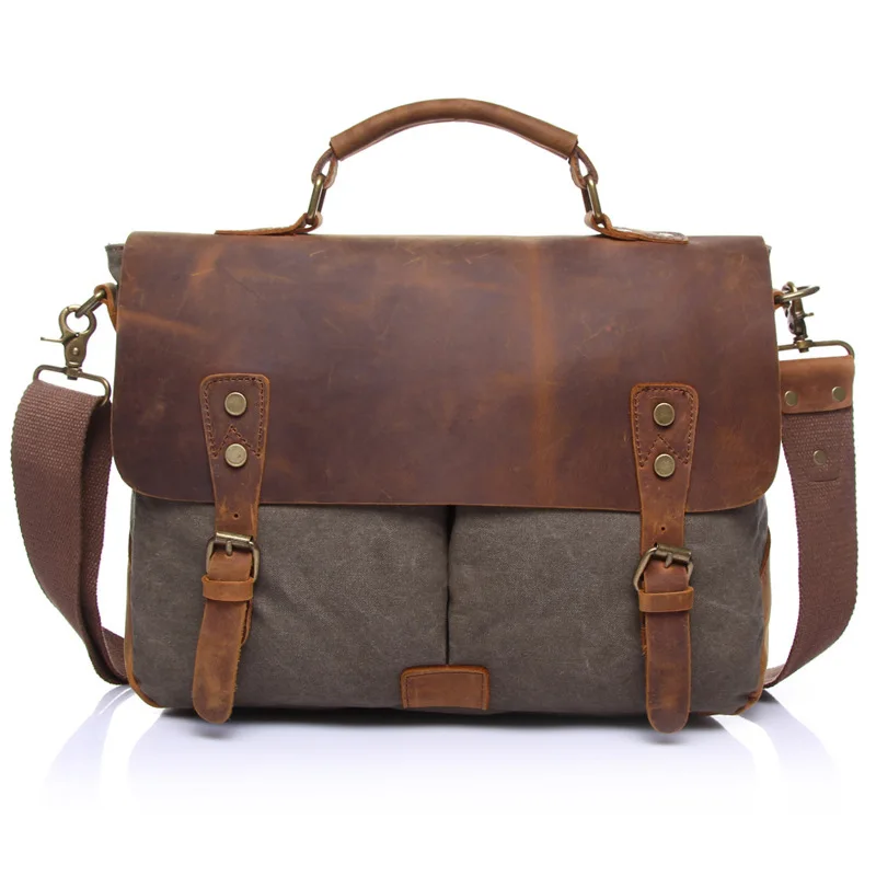 

Vintage military Canvas Crazy horse men travel bags Carry on Luggage bags Men Duffel bag travel tote large weekend Bag Overnight