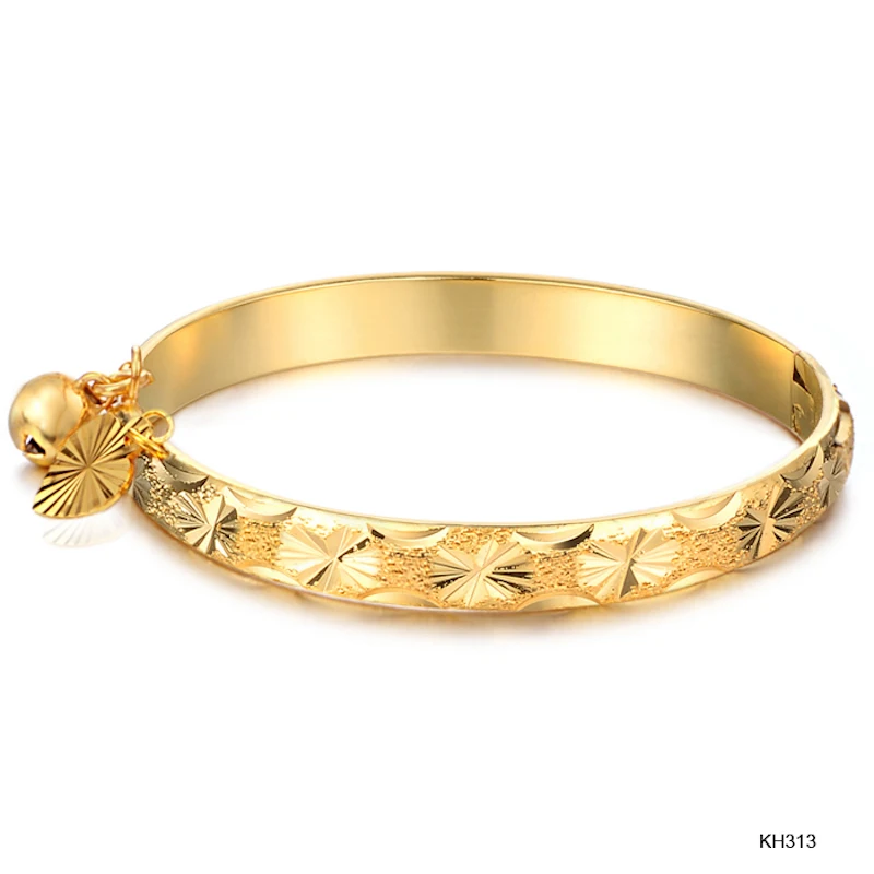 New Gold Bell Heart Pendant Bangle Children Boys Girls Baby Kids Cute Jewelry Gifts Drop Ship | Украшения и аксессуары