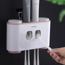 Ecoco titular de cepillo de dientes de montaje en pared exprimidor de pasta de Set de accesorios de baño cepillo de dientes estante de almacenamiento de pasta de dientes para la casa