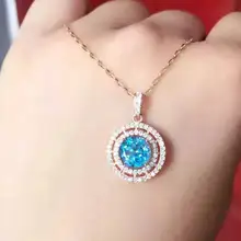 Природный Голубой топаз камень кулон S925 Серебряный натуральный драгоценный камень кулон Цепочки и ожерелья Модные простые элегантные туфли с круглым носком; туфли, подарок, ювелирное изделие