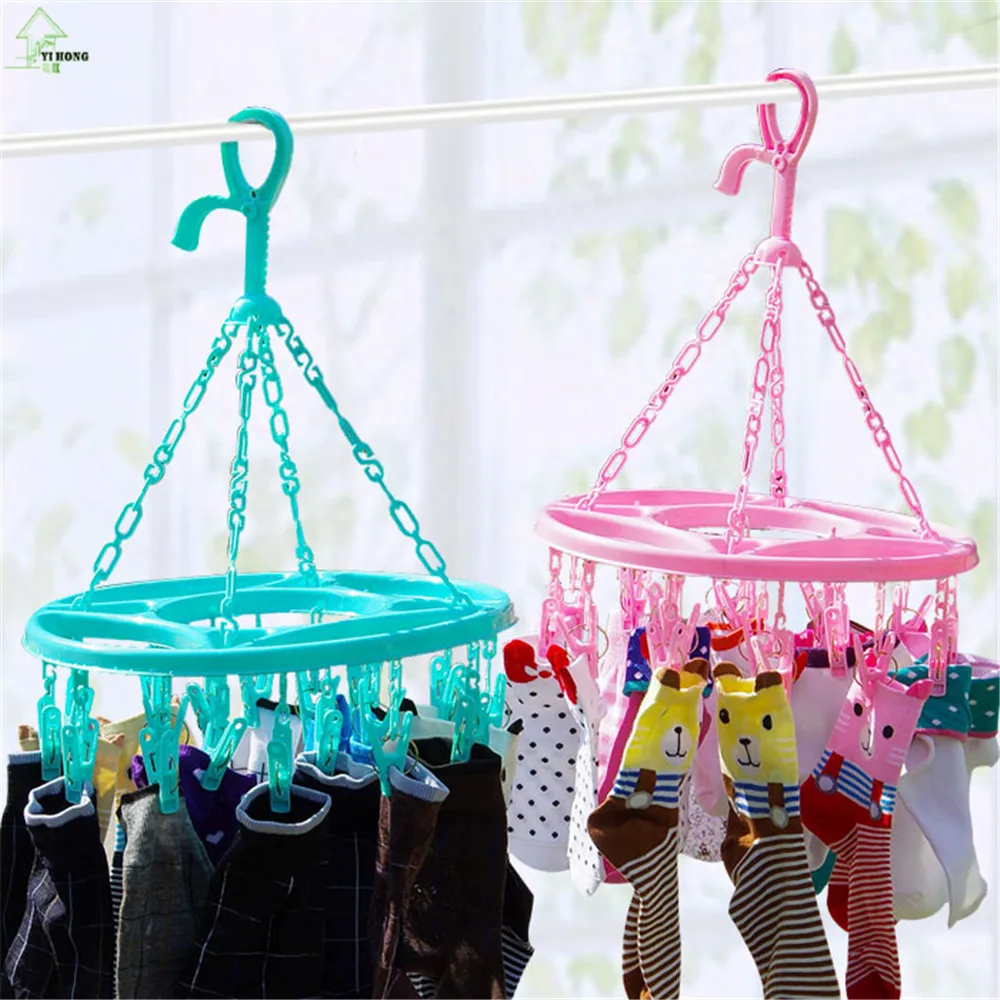 YIHONG Drying Rack 8 Clips Small Clothes Airer Plastic Clip More