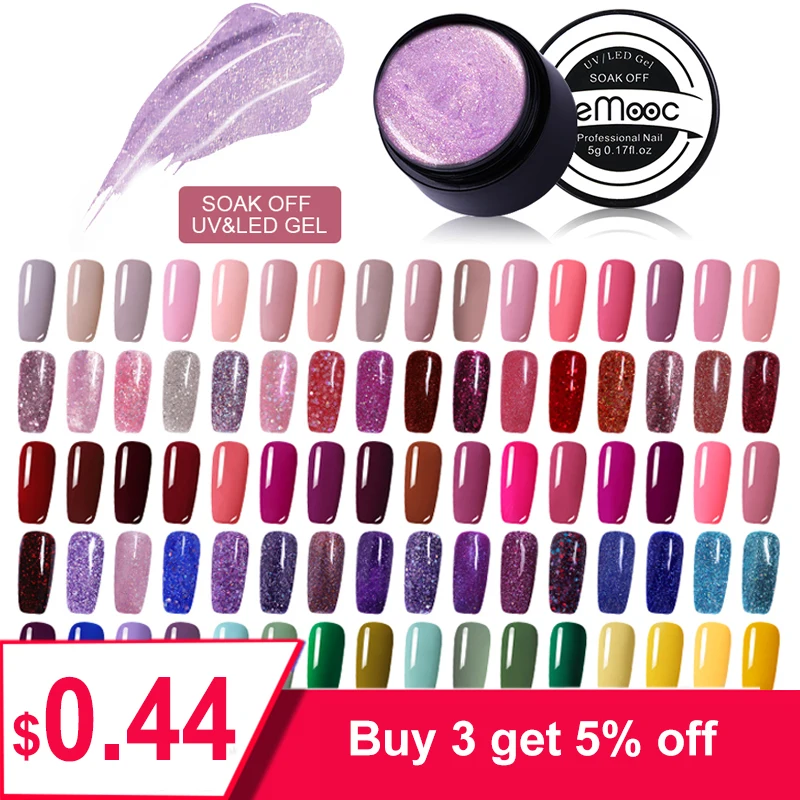 LEMOOC 180 الألوان 5 مللي اللوحة هلام الورنيش الأشعة فوق البنفسجية هلام البولندية مانيكير DIY الفرنسية مسمار الفن البولندية تصميم نقع قبالة مسمار ...