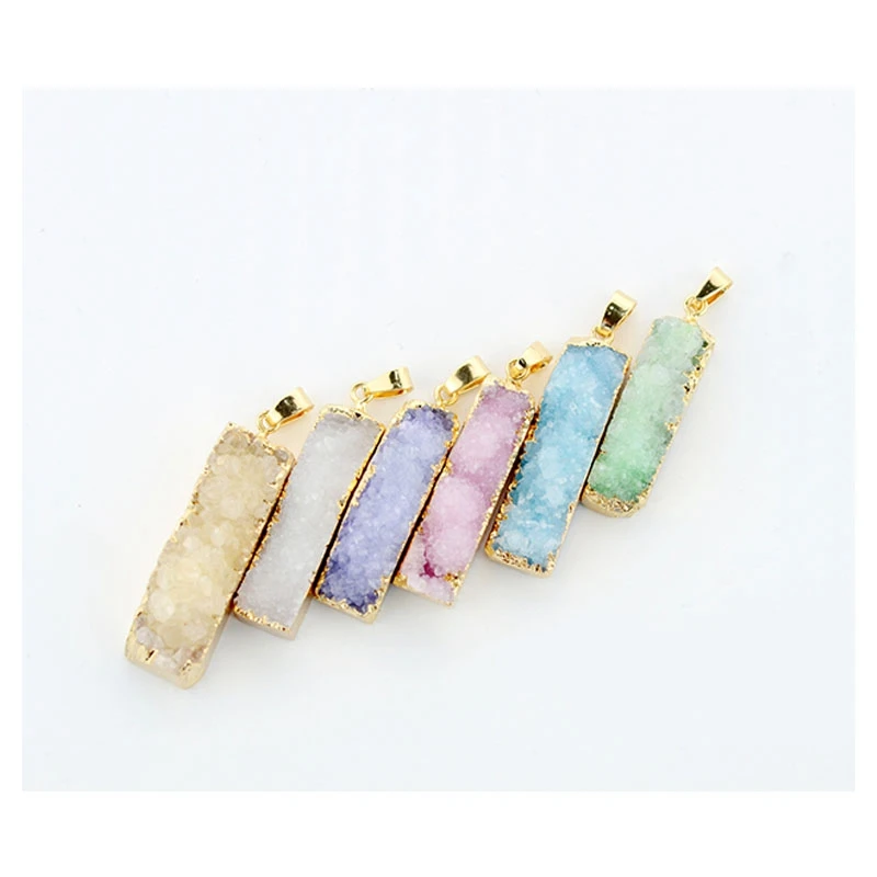 

1Pcs Rectangular Pendant Natural Stones And Minerals Quartz Crystals DIY Fit Jewelry Decoration Crafts Drop Shipping