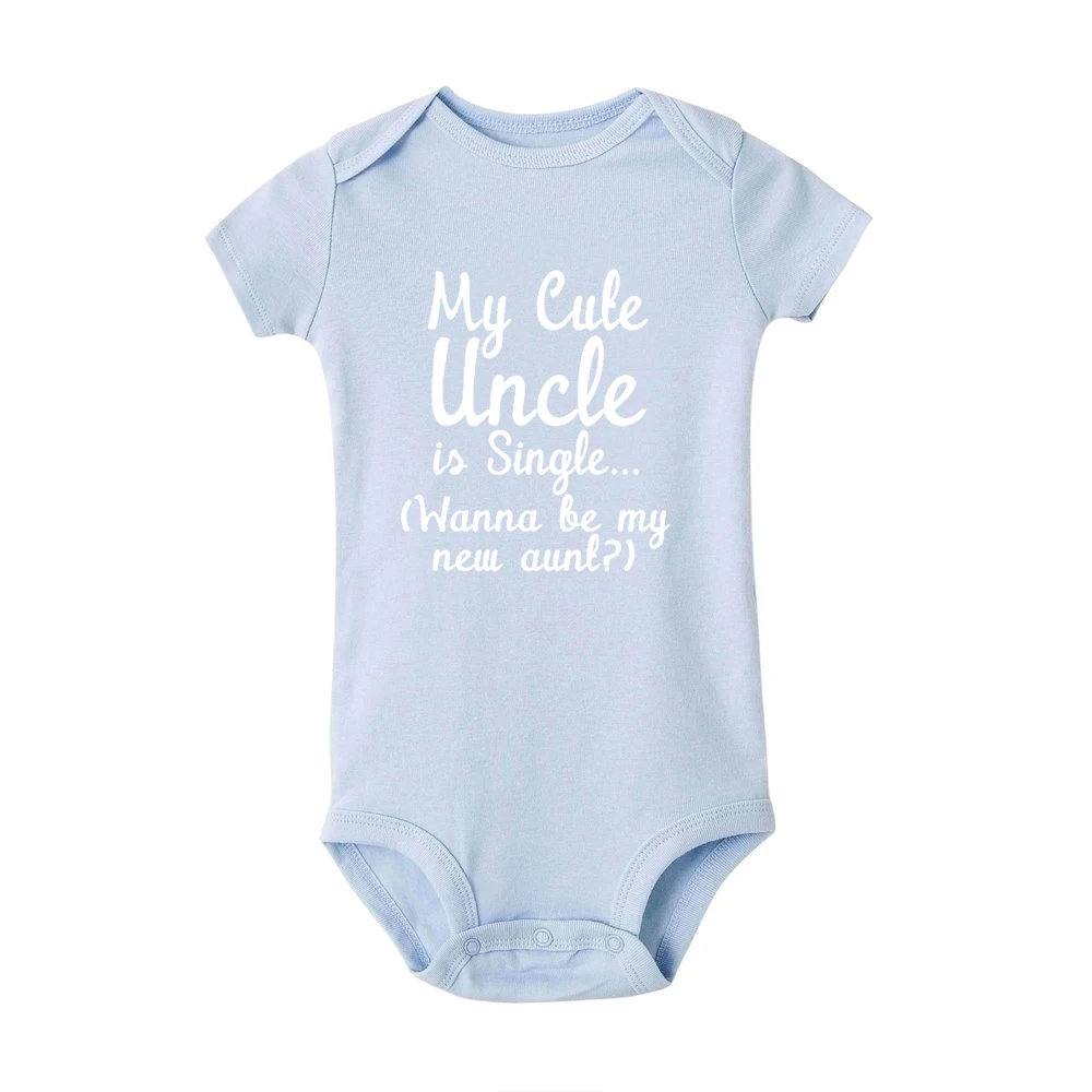 Милый хлопковый комбинезон с надписью «My Cute Uncle Is одиночка Wanna Be MY New Aunt» для новорожденных мальчиков и девочек