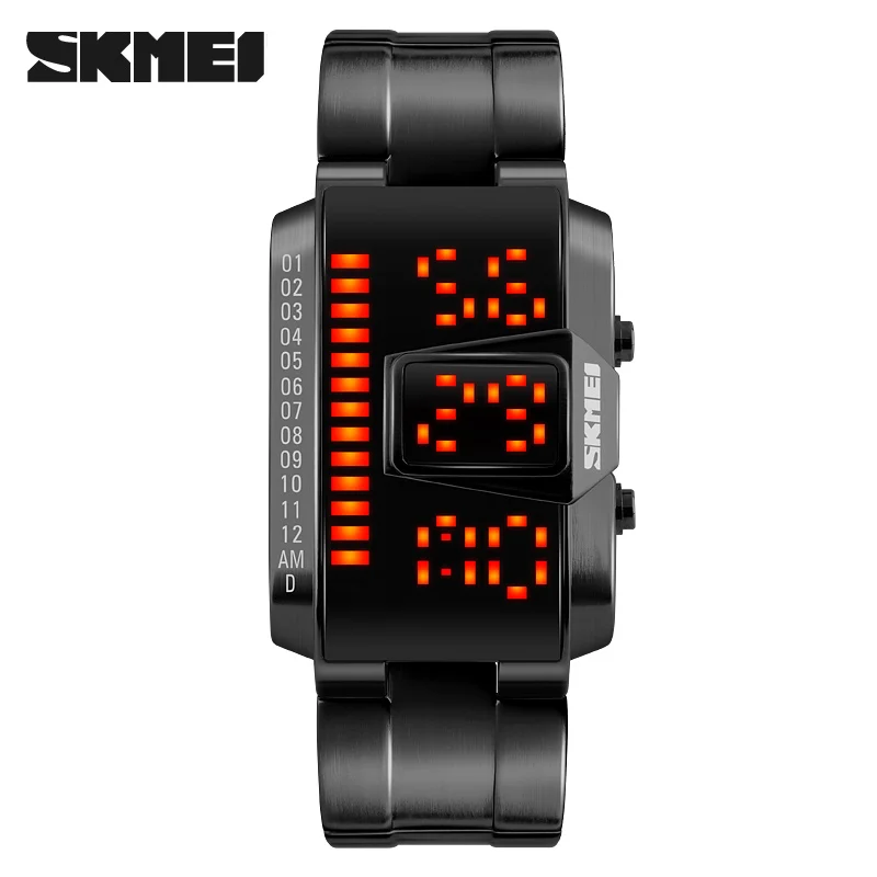 Часы SKMEI Sport Super Cool Мужские кварцевые цифровые часы мужские спортивные часы люксовый бренд светодиодный военный водонепроницаемый наручные часы - Цвет: Черный