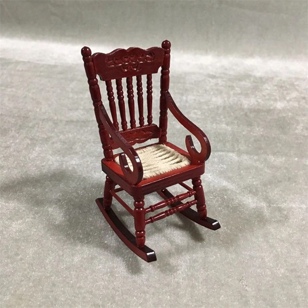 1 12 Dollhouse Miniature Accessories Mini Wooden Rocking Chair