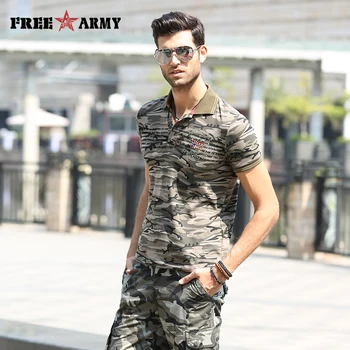 

Brand T Shirts Men Fashion Summer Tees And Tops Turn Down Collar Camouflage Casual T Shirt Men's Clothing Ms-6251B