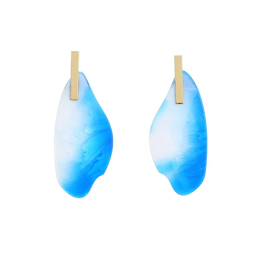 Irregular design Acrylic Drop Earring For Women Fashion Multicolor Statement Marble Effect Earring Acetate Jewelry - Окраска металла: Blue