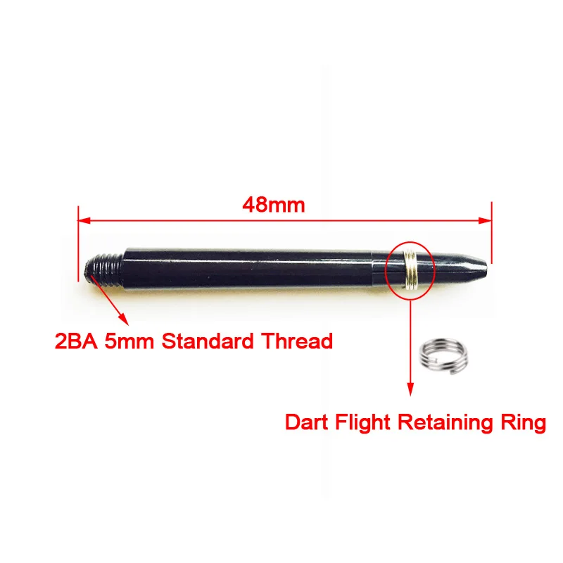 50 шт./лот, 48 мм, нейлоновая Дротика, стандартные валы 2BA, Резьбовая резьба, пластиковые дротики, стержень+ Дротика, держатель полета, защитное кольцо, аксессуары