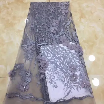 

Pink Nigerian French Lace Fabrics 2019 African Beaded Tulle Lace Fabric High Quality African Lace Wedding Fabric For Dres(FJ-3