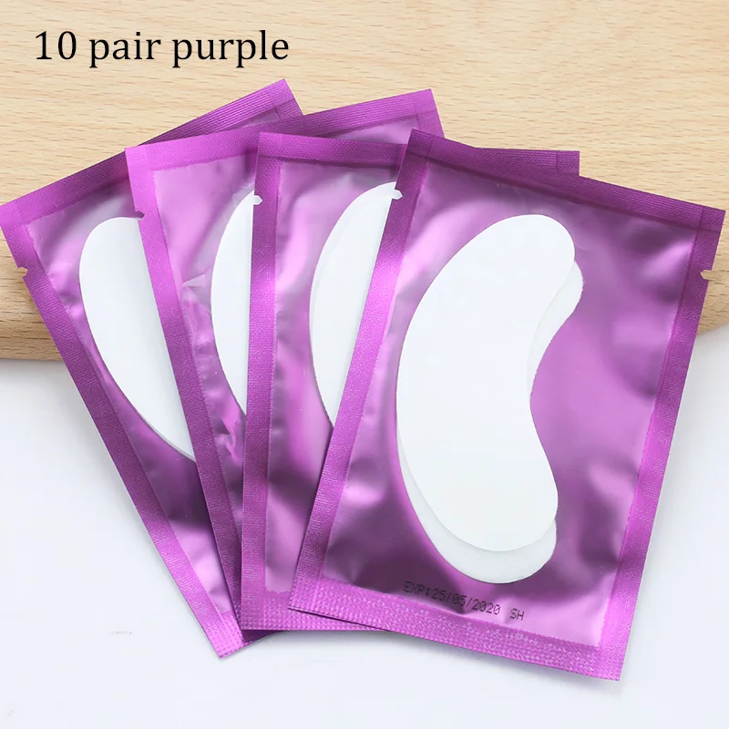 10/20 пар накладки для наращивания ресниц, накладки под глаза для прививки ресниц, бумажные гелевые наклейки для глаз, накладки для ресниц, инструмент для макияжа - Цвет: 10pair purple