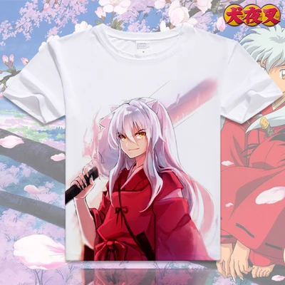 Аниме унисекс Топы Тройник Inuyasha футболка аниме Sesshoumaru короткий рукав Футболка Moneca Stori дышащие мужские и женские футболки - Цвет: 06   as picture