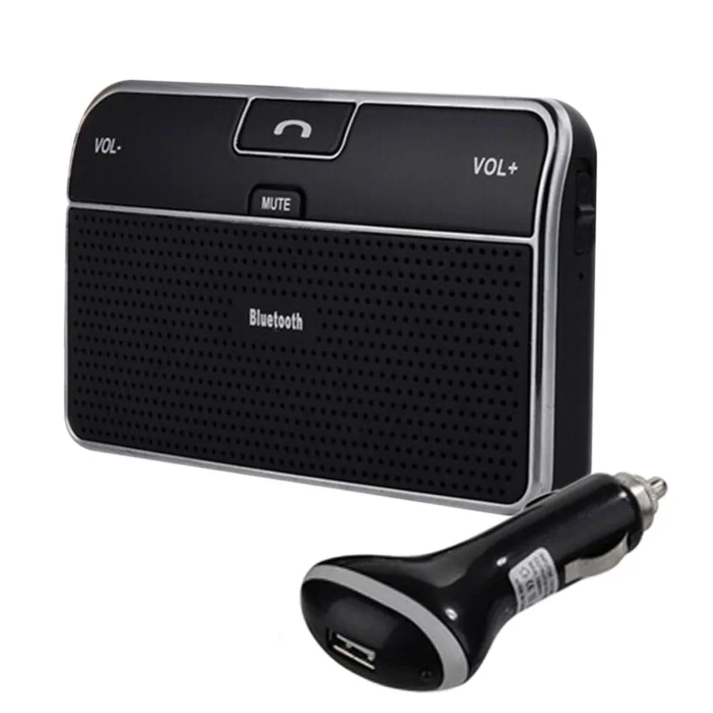 Универсальный Bluetooth 4,0 EDR автомобильный спикерфон гарнитура громкой связи автомобильный комплект музыкальный приемник+ Автомобильное зарядное устройство - Название цвета: Black